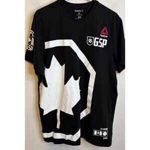 REEBOK GSP UFC St-Pierre RUSH Canada Black Short Sleeve Shirt Men Size XL